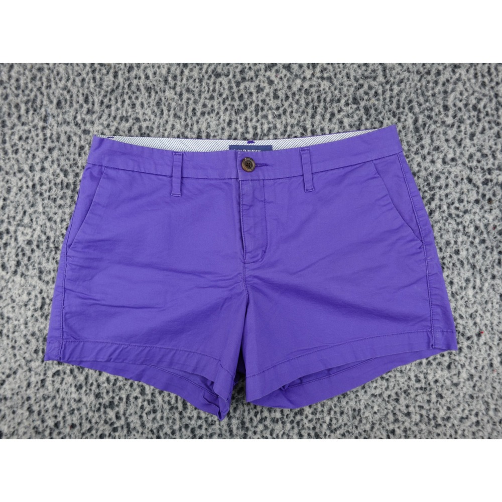 Old Navy Everyday Short Women 4 Purple Chino Shorts Mid Rise Cotton Blend
